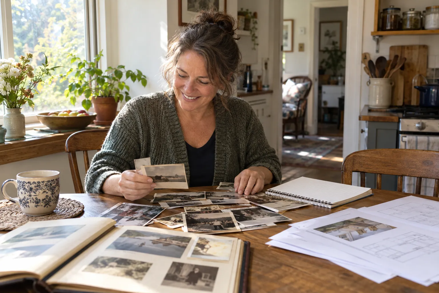 Homeowner organizing photos and notes for a mold estimate in the Haverhill area